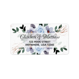 Etiqueta Água-forte Floral Roxa Endereço de Devolução