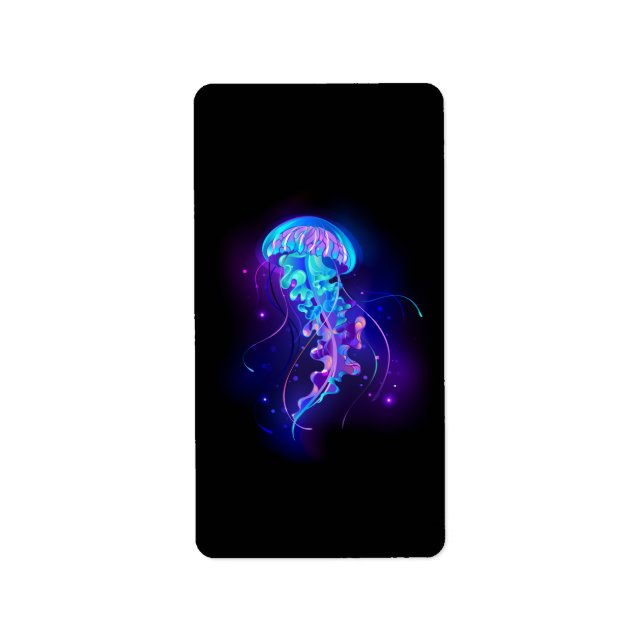 Etiqueta Água-viva brilhante a cores (Frente)