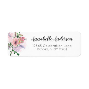 Etiqueta Aguarela floral moderna feminino do rosa Pastel do