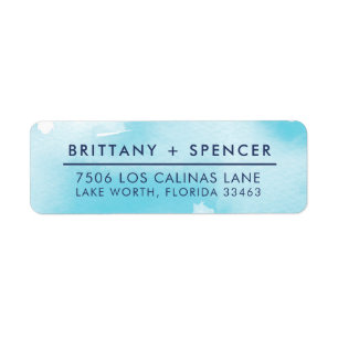 Etiqueta Aguarela moderna à moda do azul do aqua do