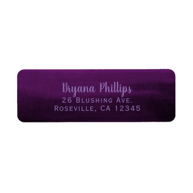 Etiqueta Aguarela moderna Ombre da ameixa roxa (Frente)
