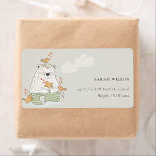 Etiqueta Águas Corações do Urso Verde da Aqua, Cute Elegant