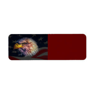 Etiqueta Águia Americana Careca E Bandeira