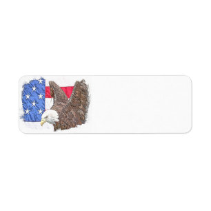 Etiqueta Águia americana com a bandeira americana