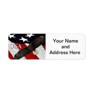 Etiqueta Águia e bandeira americana