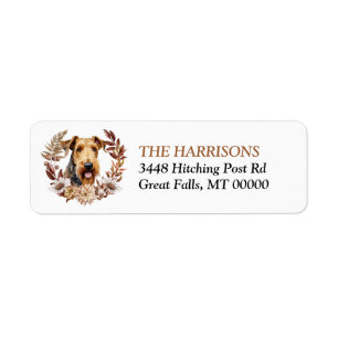 Etiqueta Airedale Terrier Dog Autumn Wreath