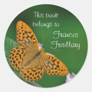 Etiqueta alaranjada do bookplate da borboleta