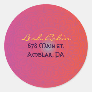 Etiqueta alaranjada vermelha do endereço do