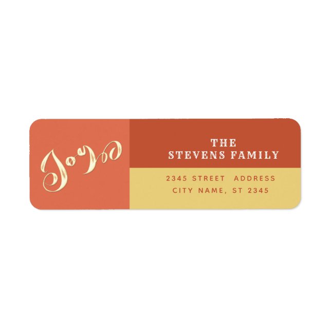 Etiqueta Alegria moderna e alegre guião de feriado de bloco (Frente)