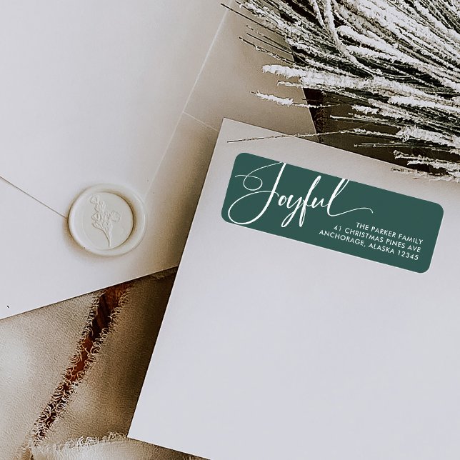 Etiqueta Alegria | Verde de Natal Elegante (Elegant Christmas return address labels with modern calligraphy)