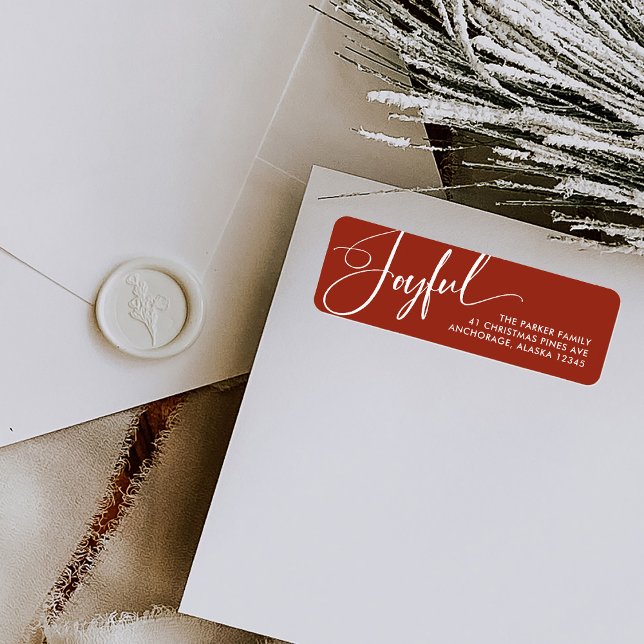 Etiqueta Alegria | Vermelho Natal Elegante (Elegant Christmas return address labels with modern calligraphy)