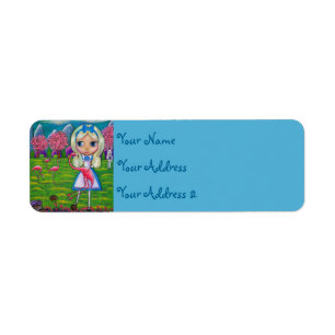 Etiqueta Alice no País das Maravilhas Rosa Flamingos Grande