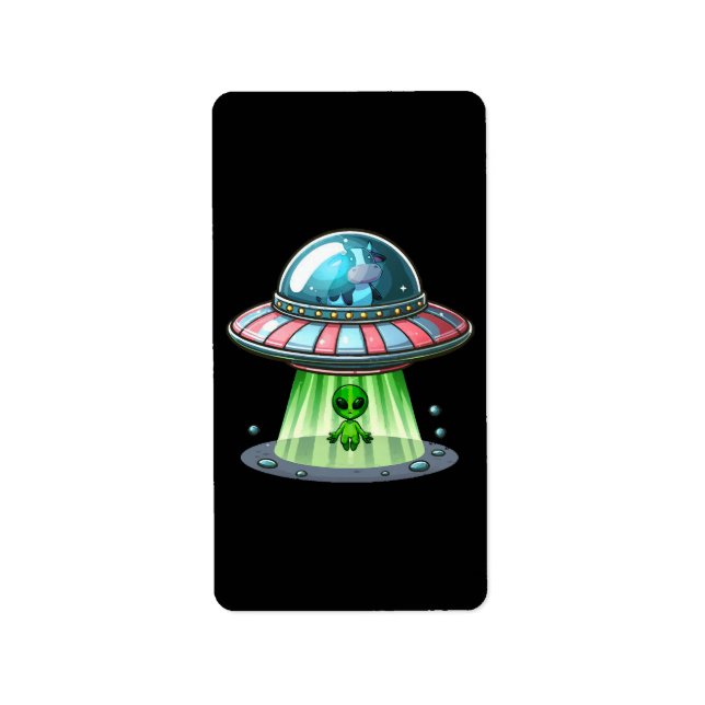 Etiqueta Alienígena Abduzindo Vaca (Frente)