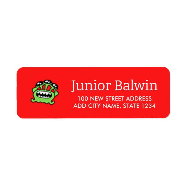 Etiqueta Alienígena verde em vermelho (Frente)