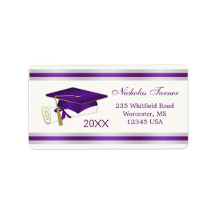 Etiqueta Almofariz roxo, graduação do diploma