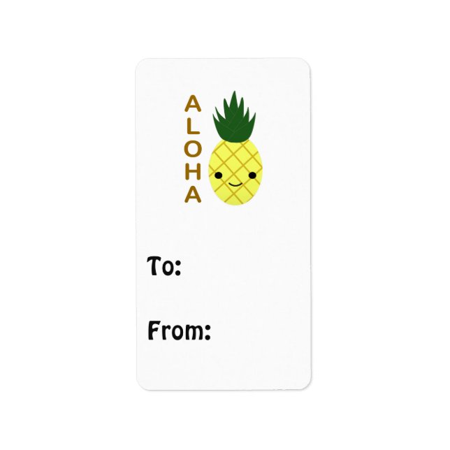 Etiqueta Aloha Cute Kawaii Pineapple (Frente)
