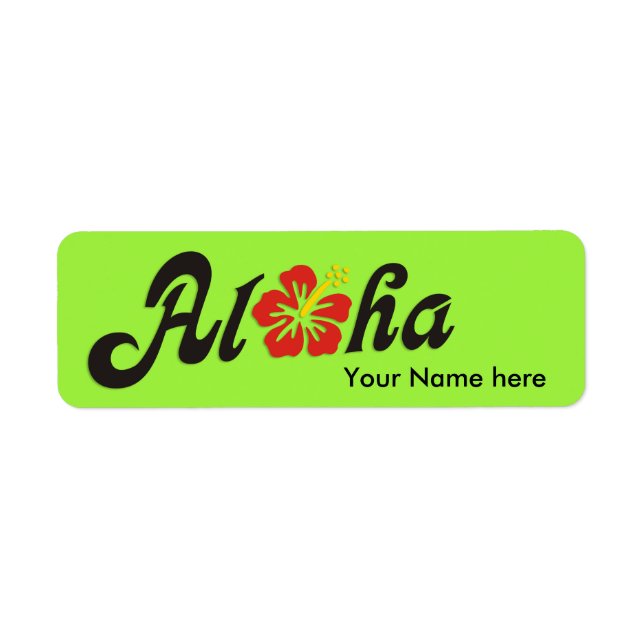 Etiqueta Aloha Hibiscus - design do Havaí plano + suas idei (Frente)