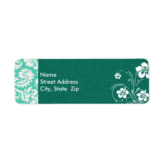 Etiqueta Aloha; Seafoam Green Damask (Frente)