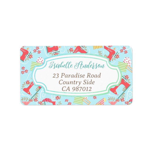 Etiqueta Amar Máquina de Costura Azul (Frente)