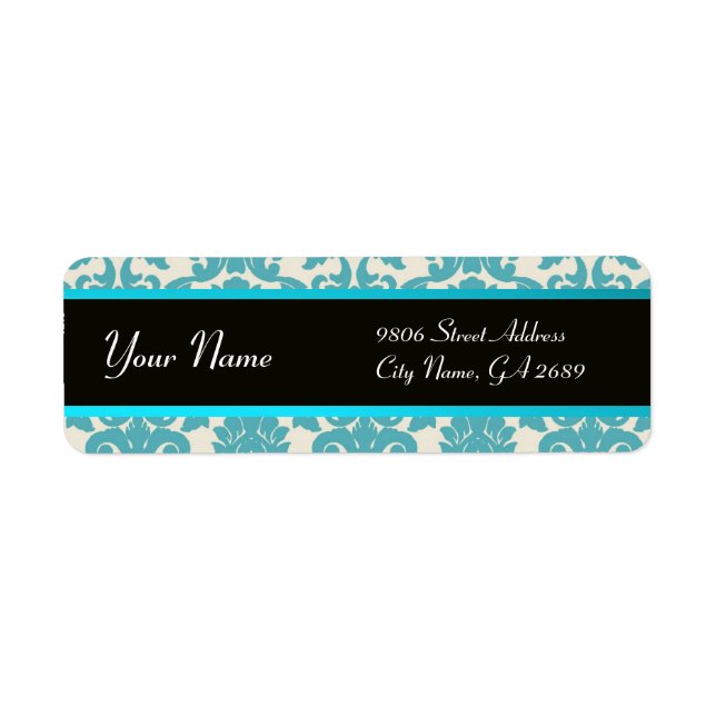 ETIQUETA AMARELO NEGRO AQUA AZUL DAMASK (Frente)