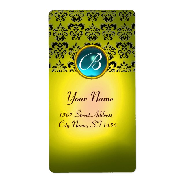 Etiqueta AMARELO NEGRO MONOGRAM, AMARELO Turquase (Frente)