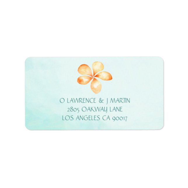 Etiqueta Amarelo Plumeria Island Watercolor (Frente)