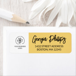 Etiqueta Amarelo Suave e Branco Com o Logotipo da Sua Empre