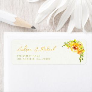 Etiqueta Amarelo Verde Vibrante Floral de Verão Casamento