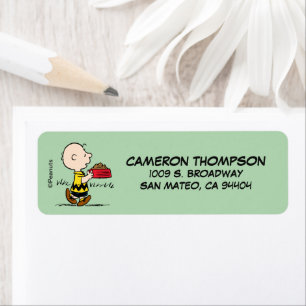 Etiqueta Amendoins  Charlie Brown com o Snoopy's Dish