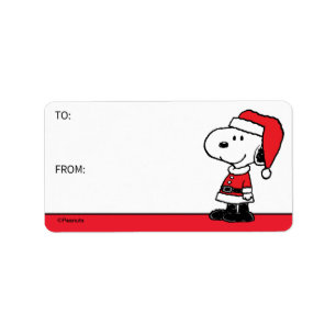 Etiqueta Amendoins Snoopy Santa Claus Gift