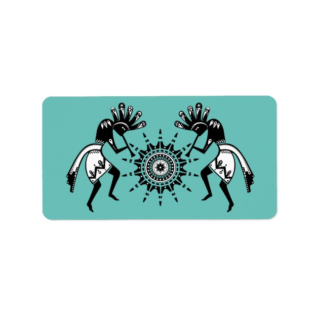 Etiqueta Americanos nativos - Sun Dancing Kokopelli 1 (Frente)