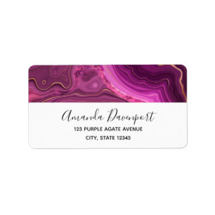 Etiqueta Ametista Roxo E Agato De Abstrato Dourado