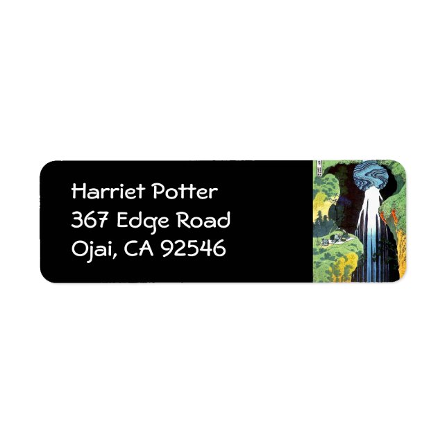 Etiqueta Amida Waterfall, Hokusai Japonês Belas Artes (Frente)