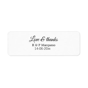 Etiqueta Amor & agradecimentos adicionar nome do casal casa