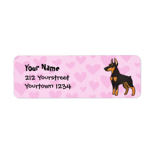 Etiqueta Amor do Pinscher do Doberman (orelhas pointy)
