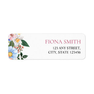 Etiqueta Amor em Bloom Floral Elegante Colorida Watercolo