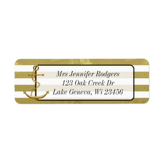 Etiqueta Âncora Dourada e branca náutica temida (Frente)
