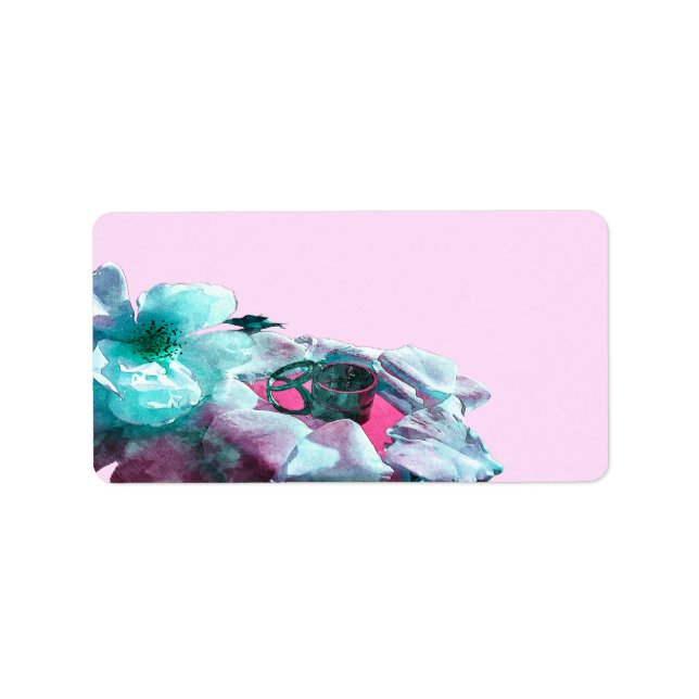 Etiqueta Anéis com pétalas de rosa branca (Frente)