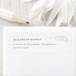 Etiqueta Anéis de Casamento Simples Mínimos | Endereço Rosa