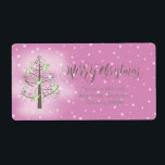 Etiqueta Angel Christmas Tree Orchid Pink ID197<br><div class="desc">A unique stylized Christmas tree topped by angels, candy canes and tinsel is set on a background of tiny snowflakes for the design featured on this striking shipping label. Beautiful script text of 'Merry Christmas' is optional and may be deleted if preferred. Search ID197 to see additional products with this...</div>