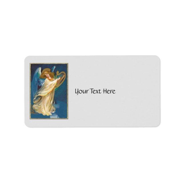 Etiqueta Angel Tocando Música Em Um Harp (Frente)