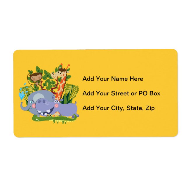 Etiqueta Animais bonitos do safari (Frente)