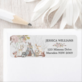 Etiqueta Animais da Floresta Chá de fraldas Festa de aniver