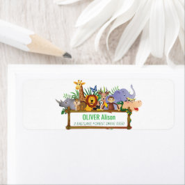 Etiqueta Animais Selvagens Uma Selva Selvagem - Safari Verd