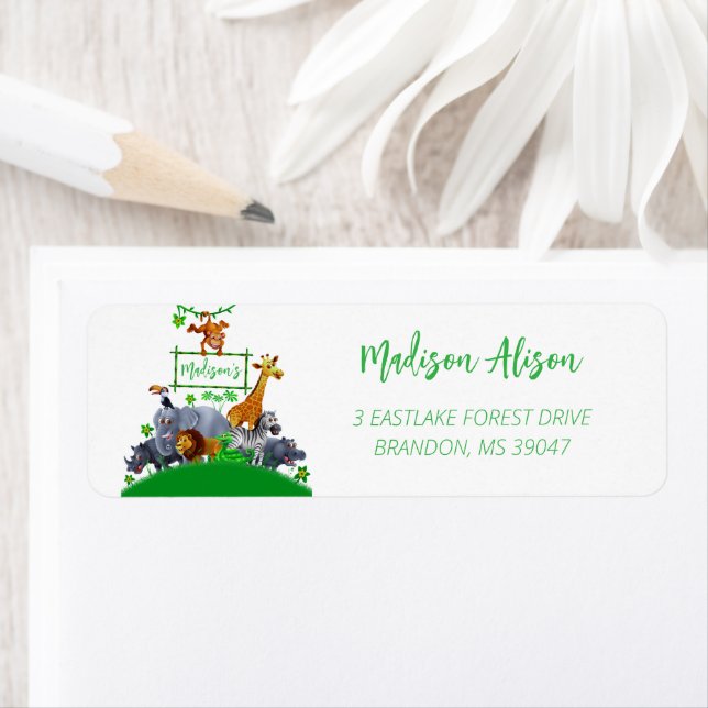 Etiqueta Animais Selvagens Uma Selva verde safari inverno (Insitu)