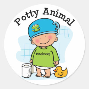 Etiqueta animal do menino do Potty
