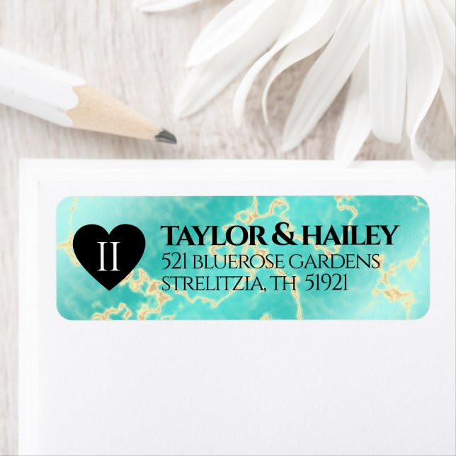 Etiqueta Aniversário de Casamento da 11 Turquesa Elegante (Insitu)