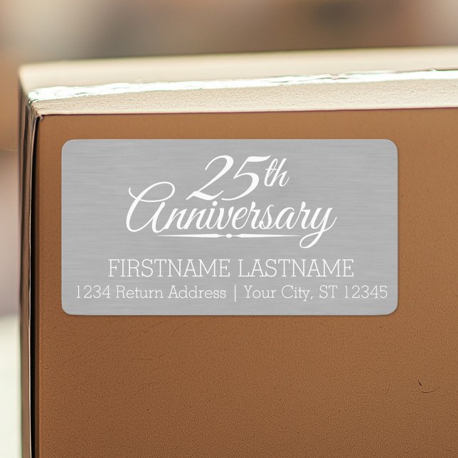 Etiqueta Aniversário de Casamento de 25 Personalizado (Custom Shipping Label with Return Address)