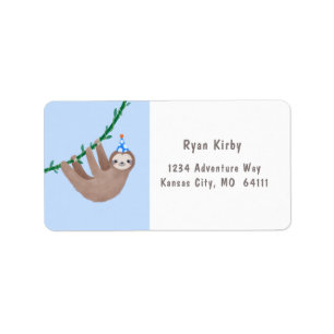 Etiqueta Aniversário do tema da preguiça com as bolinhas