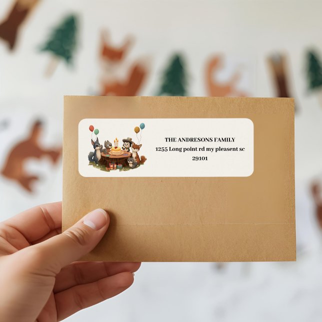 Etiqueta "Aniversário dos Animais da Floresta (Criador carregado)